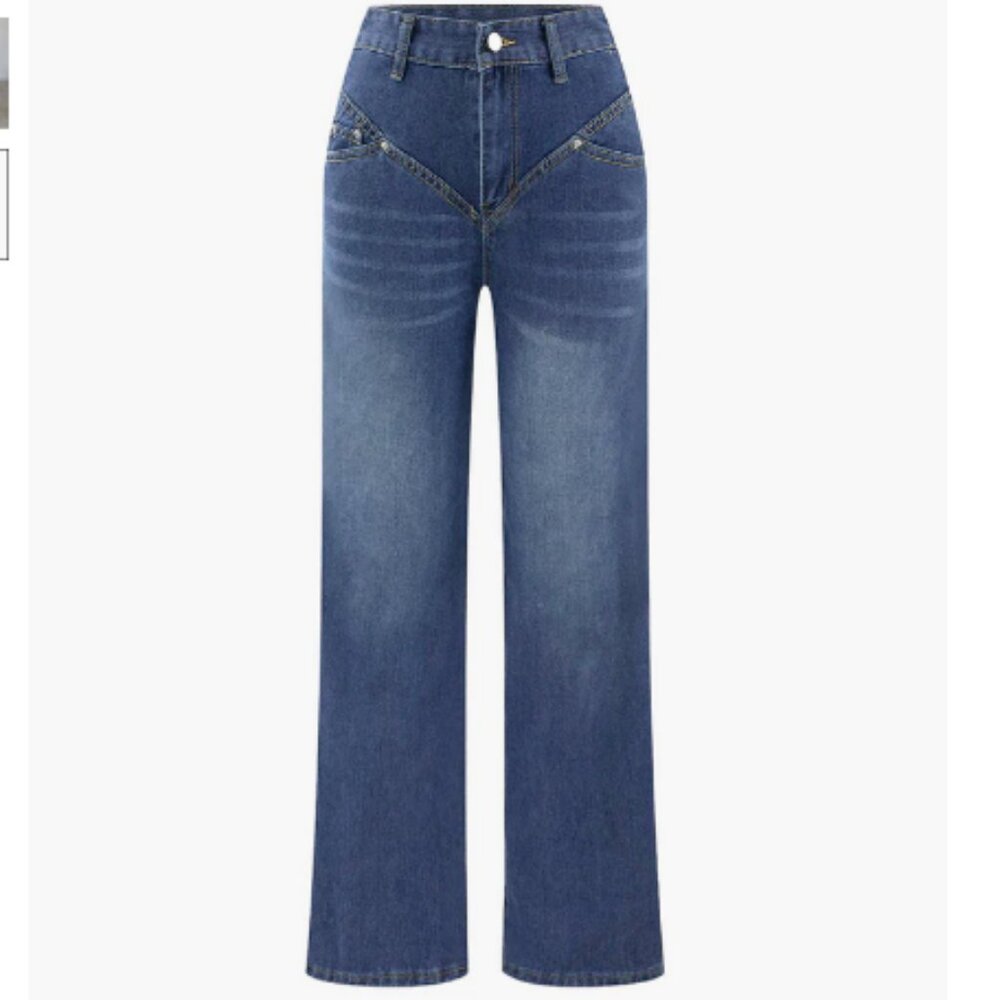 COMMENSE Vintage Wash Denim Straight Leg Jeans